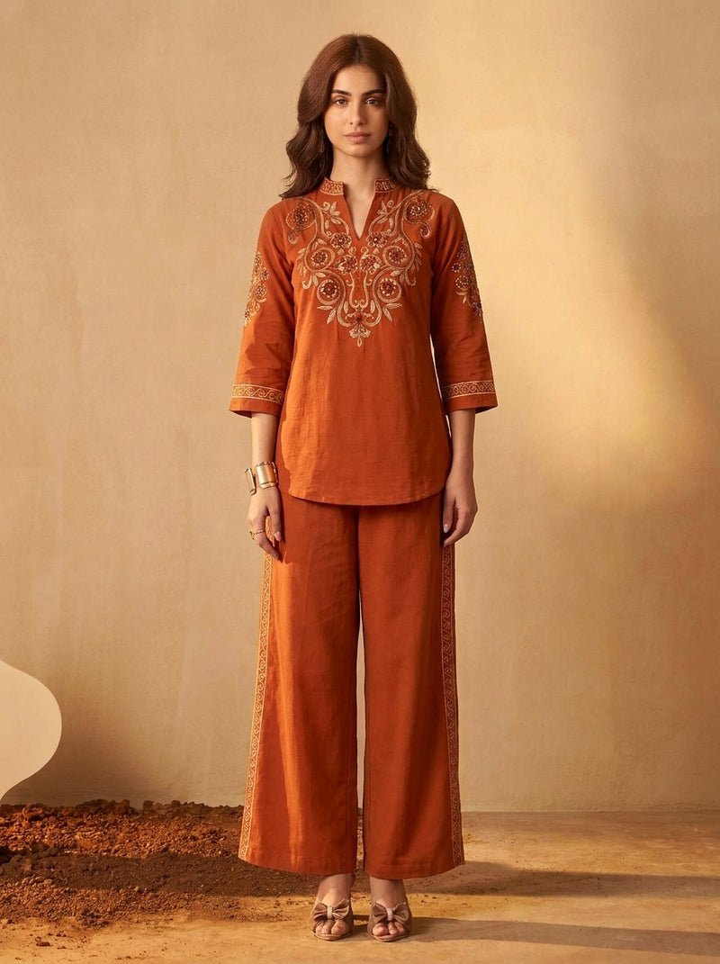 Terracotta Threadwork Co-Ord Set