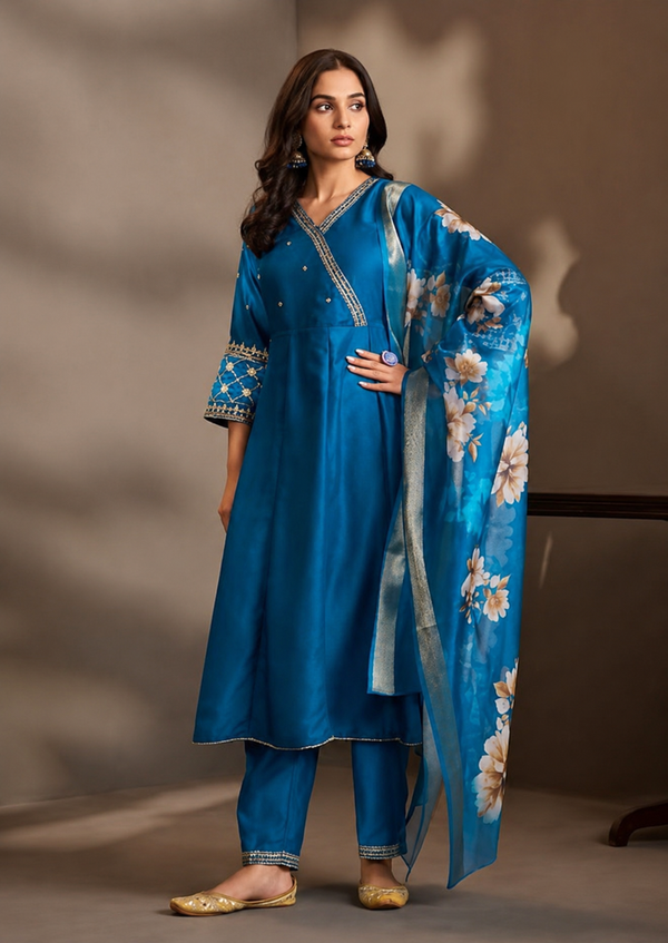 Sapphire Blue Anarkali Kurta Set