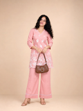 Peach Schiffli Co-Ord Set
