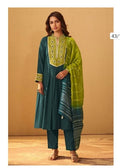 Deep Green Silk Flared Kurta Set