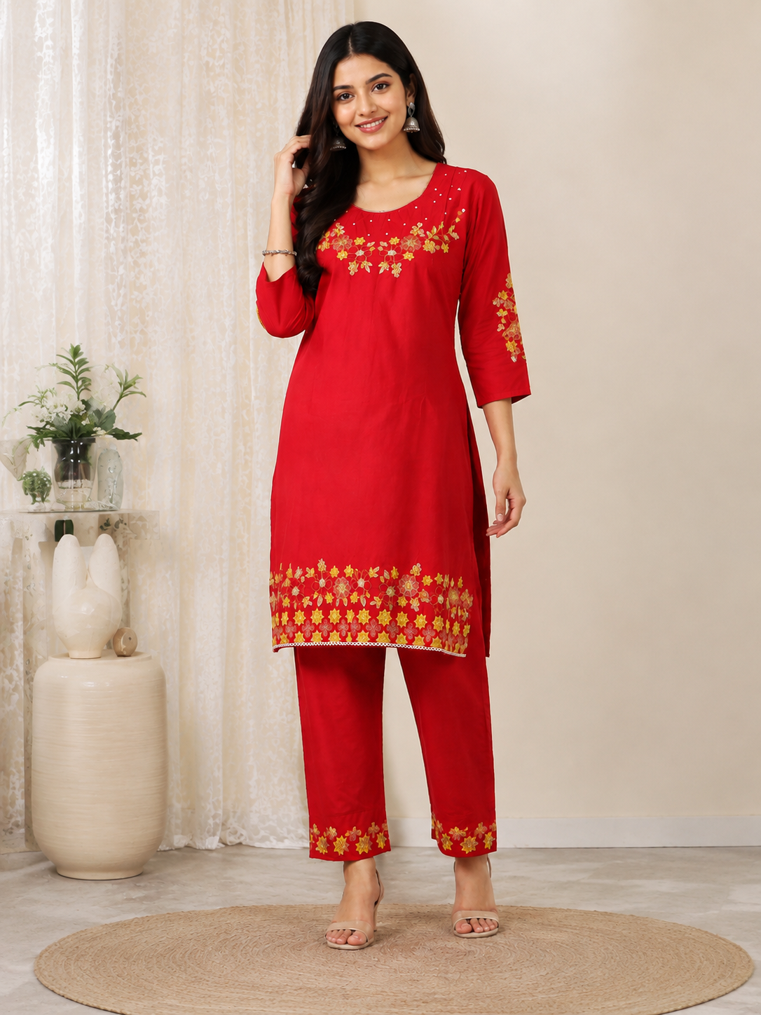 Scarlet Embroidered Co-Ord Set