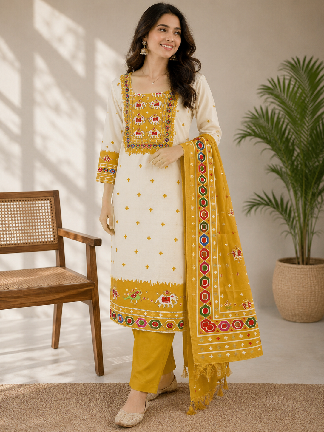 Digital embroidered Kurta Set