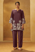Coffee Embroidered Co-ord Set - NIHARA (View 2)