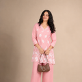 Peach Schiffli Co-Ord Set