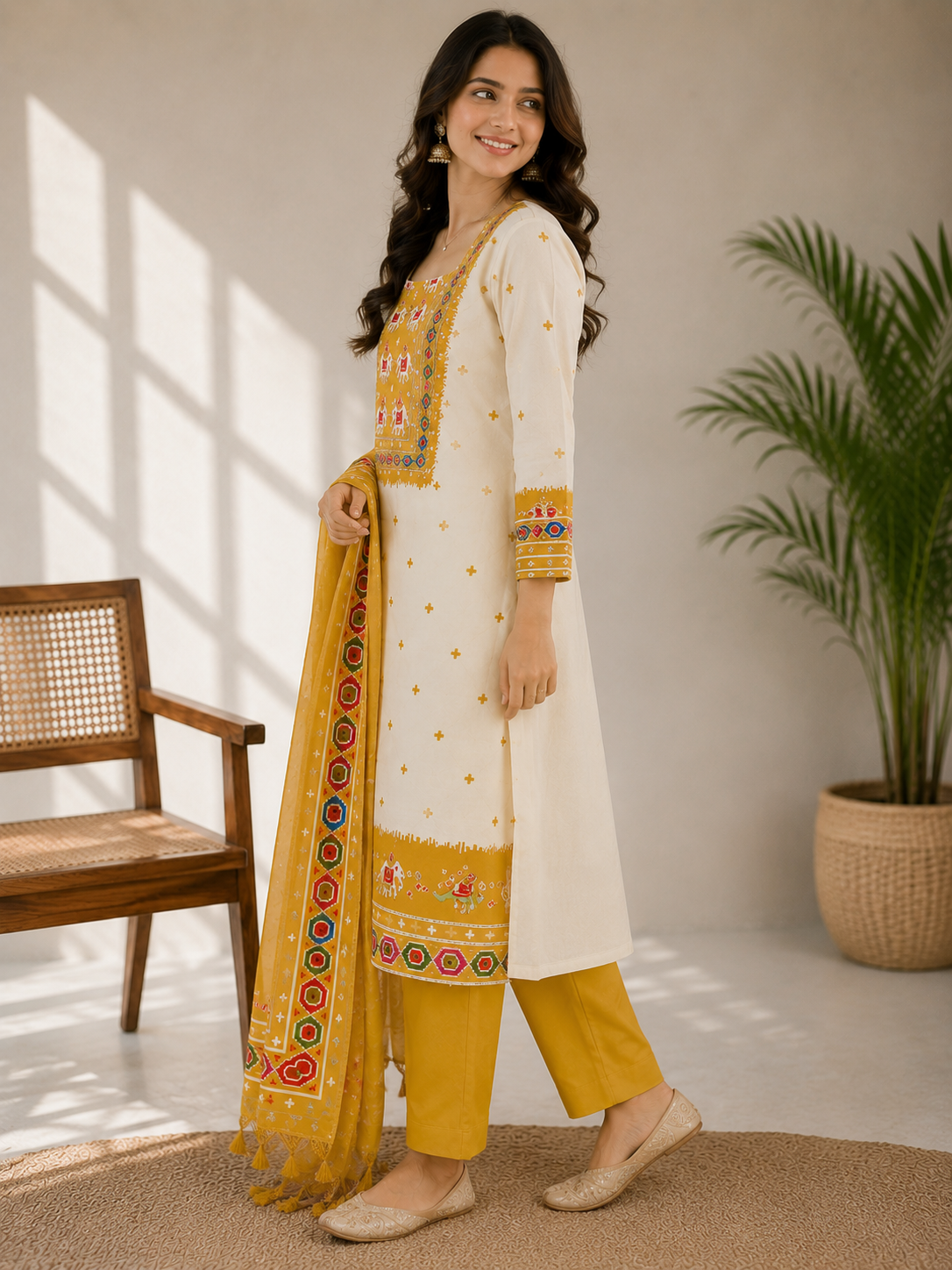 Digital embroidered Kurta Set