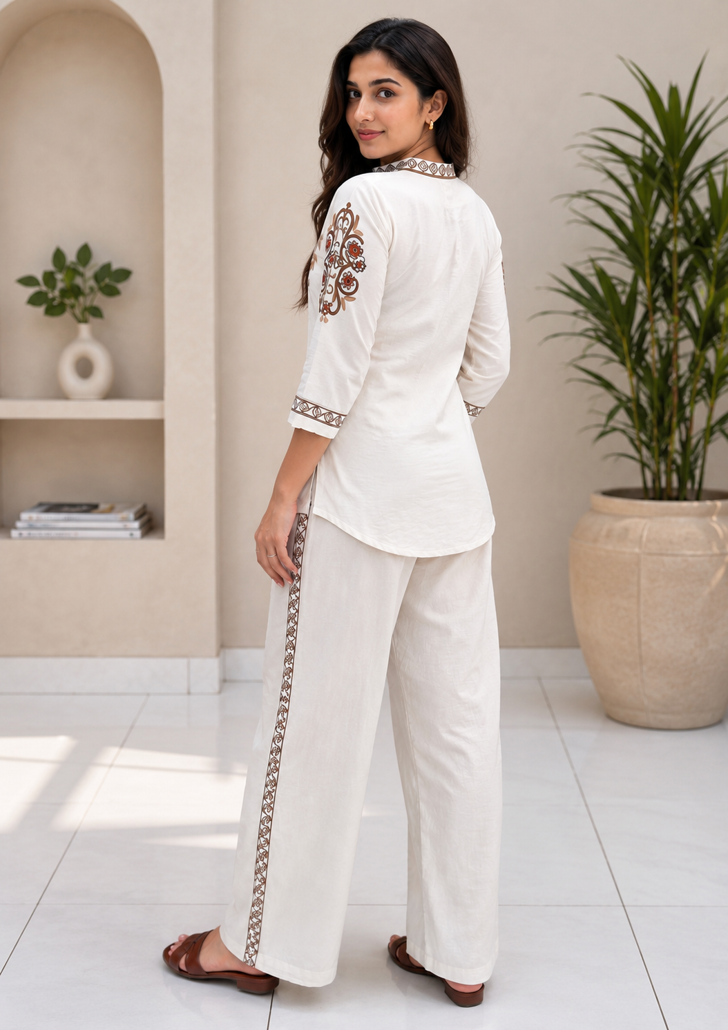 NIHARA Premium Floral Threadwork Co-ord Set