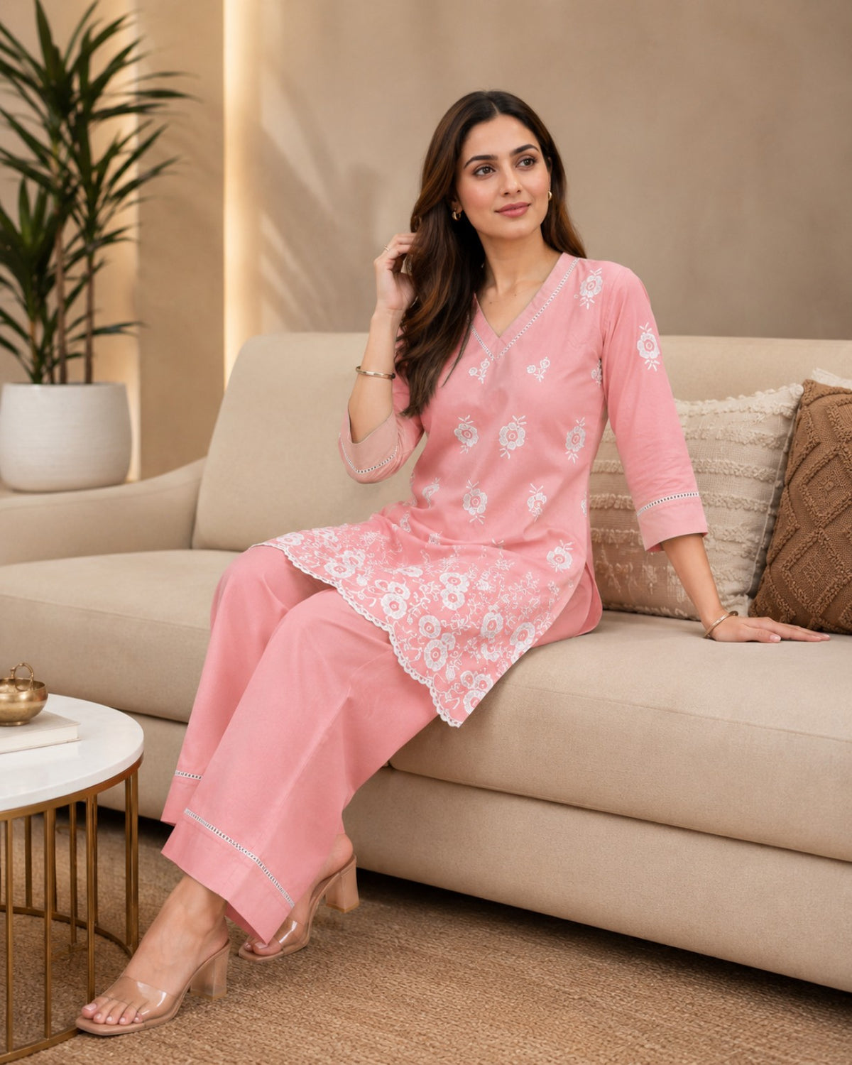 NIHARA Premium Embroidered Ethnic Wear Co-ord Set