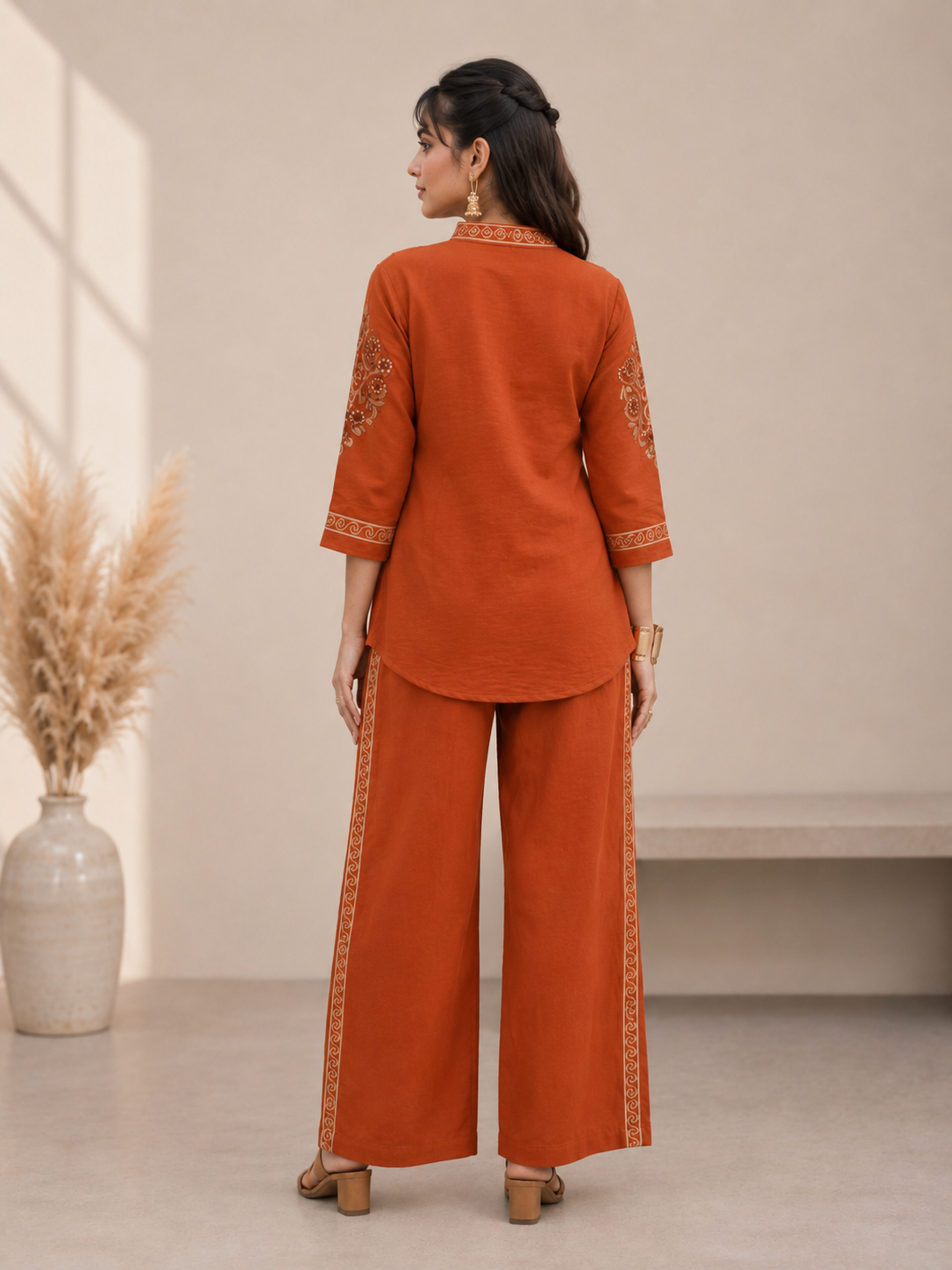 NIHARA Premium Floral Threadwork Co-ord Set