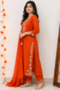 Rust Embroidered Kurta Set