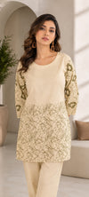 NIHARA White Embroidered Cotton Straight Co-ord Set