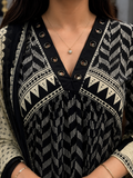 Geometric Black & Ivory Kurta Set - NIHARA (View 2)