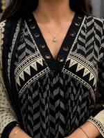 NIHARA Black & Ivory Geometric Kurta Set